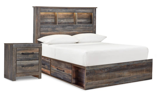Drystan Full Bookcase Bed with 2 Nightstands SKU - PKG012189 (B211B45,B211-92(2)) | Status - Current * Includes full bookcase bed (bookcase headboard, footboard, underbed storage units, rails and wood roll slats) and two 2-drawer nightstands