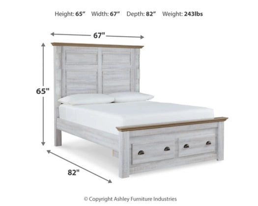 Haven Bay King Panel Storage Bed with Mirrored Dresser, Chest and Nightstand