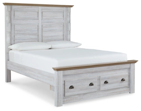 Haven Bay King Panel Storage Bed with Mirrored Dresser, Chest and Nightstand